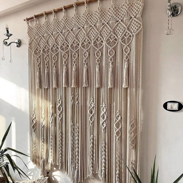 Macrame Curtain, Macrame Bohemian Curtains, Macrame Window Curtain, Macrame Door Curtain, Boho Decor