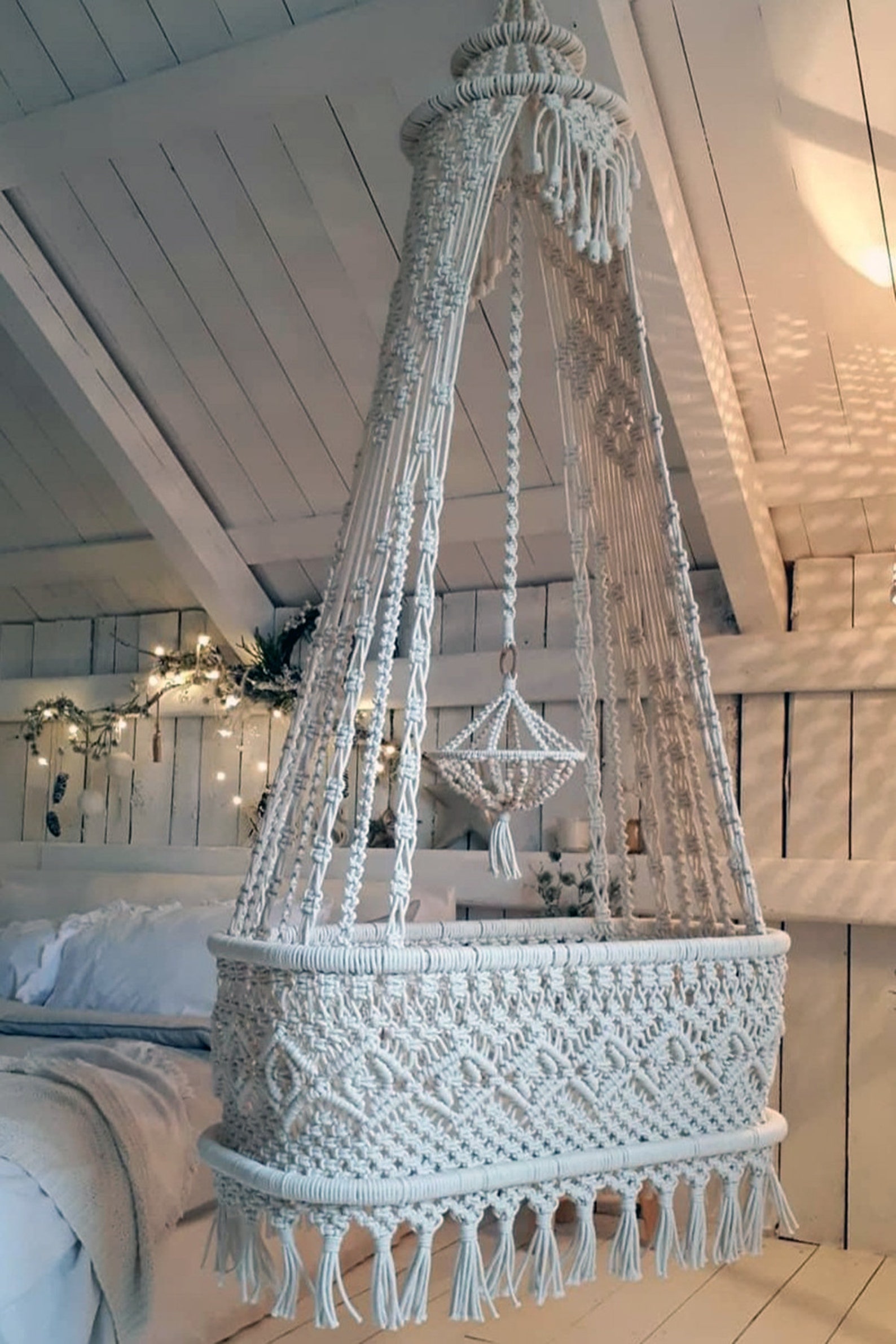 Handmade Macrame Hanging Baby Swing Cradle Etsy