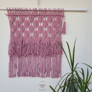 Colorful Macrame Curtain: Boho Wall Hanging, Pink Decor