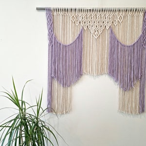 Dual Color Macrame Curtain: Bohemian Window Hanging, Wall Art