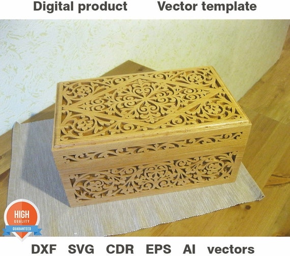 cnc pattern laser cut files Instant download cnc cut Laser cut Files SVG DXF CDR vector plans Carved Casket