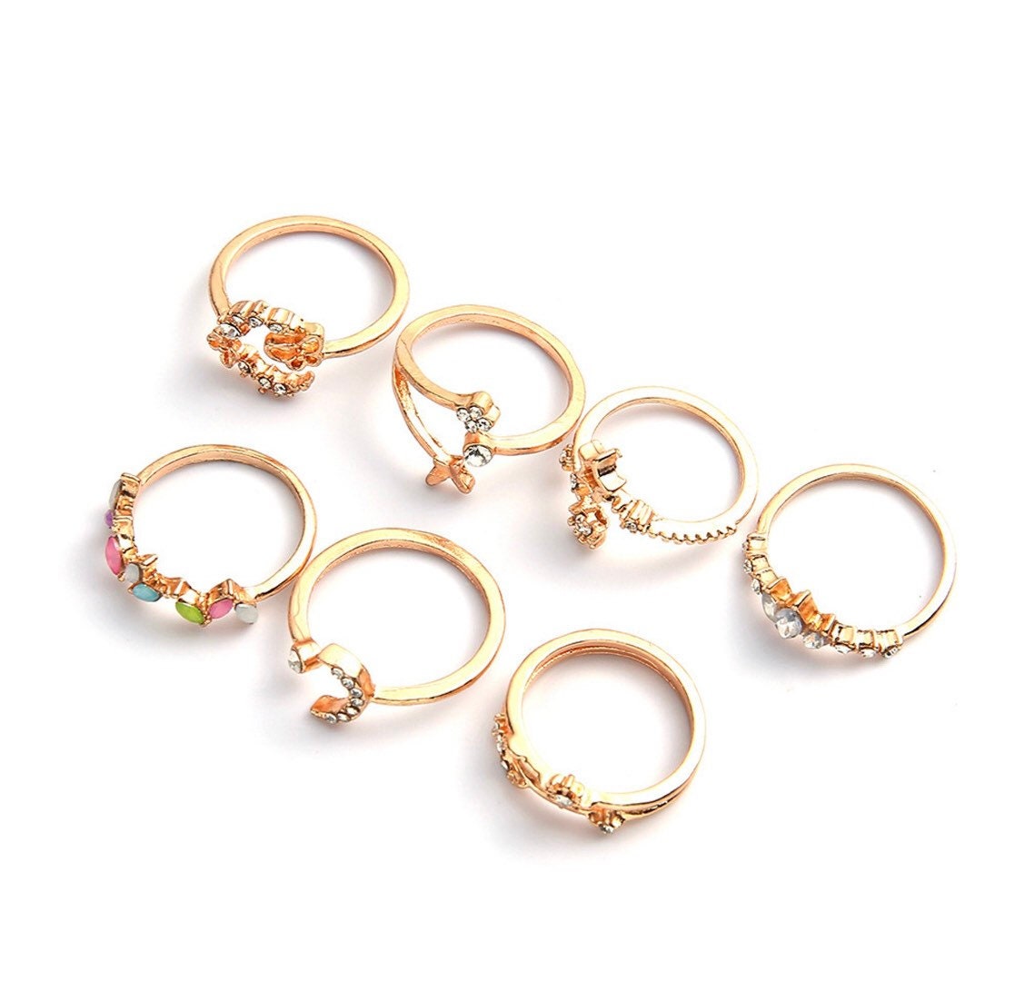 7 Piece Dainty Minimalist Ring Set. Bohemian Minimalist Rings Etsy