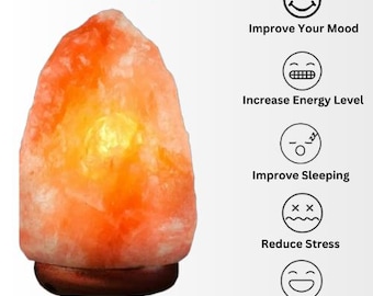 Lámpara de sal rosa del Himalaya (5-7 kg) – Cristal natural, regulador de intensidad y 3 bombillas incluidas