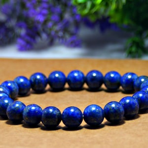 Chunky Lapis Lazuli Gemstone Bracelet - 12/10/8/6mm , Natural Genuine Semi-Precious Stones No Dye, Unisex Mens Womens Bracelet