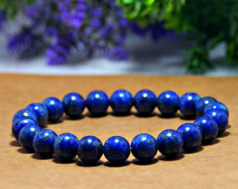 Dikke lapis lazuli-edelsteenarmband: 12/10/8/6 mm, natuurlijke echte halfedelstenen kleurloos, uniseks damesarmband