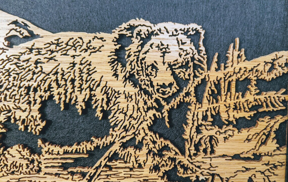 Grizzly Bear Scroll Saw Portrait in Wood Etsy