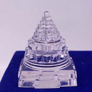 High Quality Crystal Sphatik Shree Yantra 3.5 inch (Lab Certified)