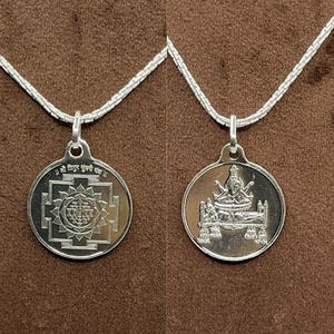 Tripura Sundari Silver Locket Yantra With Silver Chain