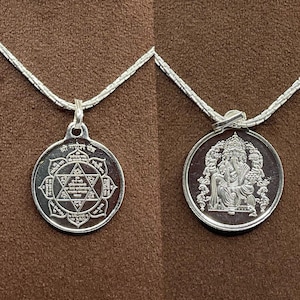 Ganesha Yantra Silver Locket With Silver Chain