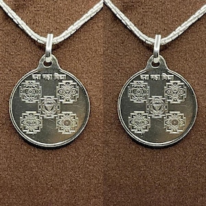Das maha Vidhya Silver Locket Yantra With Silver Chain