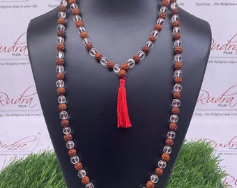 Crystal Rudraksha Mala 8 mm (16 Inches)