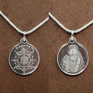 Saibaba Yantra Silver Locket  With Silver Chain