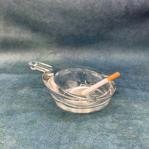 Vintage Ashtray Clear Glass Ashtray Round with handle