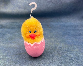 Vintage Eggie Chickie Rubber Face chick in egg