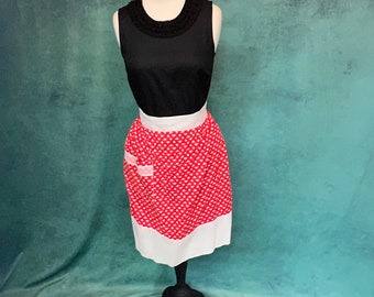 Vintage Apron Red and White. Home Sewn