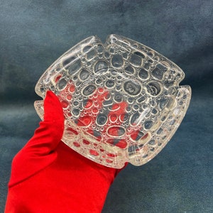 Vintage Ashtray Bubble Peddle Glass Clear Mid Century Modern