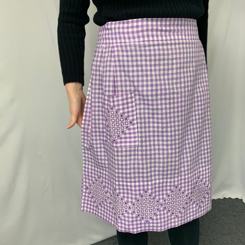 Vintage Purple Gingham Apron