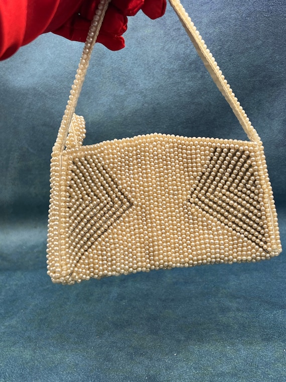 Vintage Beaded Evening Bag Chevron Pattern Made i… - image 7