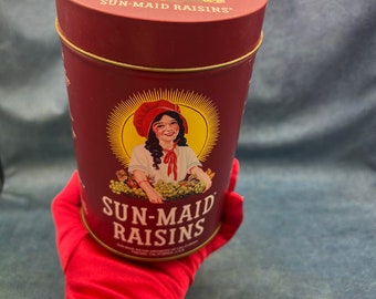 Vintage Tin Sun Maid Raisins Advertising Tin Empty Free Shipping