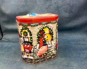 Vintage Tin M & M's Bank Christmas 2003 Number 17 Free Shipping