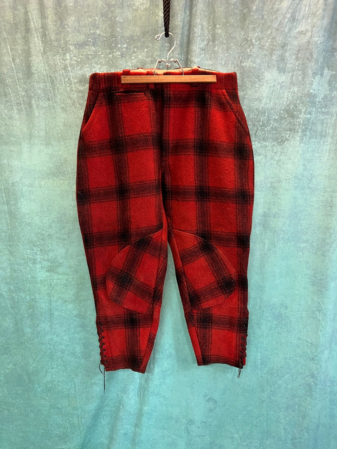 Vintage Wool Plaid Hunting Pants Western Field Montgomery Ward 36 Waist