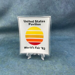 1982 Worlds Fair United States Pavilion Glass Tray