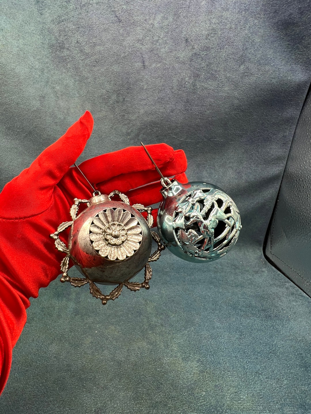 Vintage Plastic Christmas Balls Cut Out Set of Two Etsy