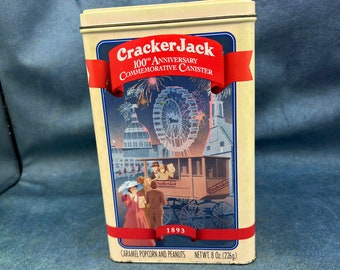 Vintage Tin Cracker Jack 100th Anniversary Commemorative Canister Free Shipping
