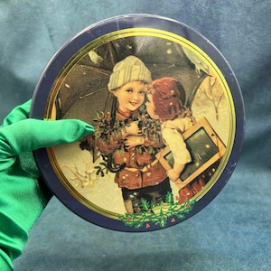Vintage Tin Old Time Christmas Tin from The Tin Box Company Free Shipping