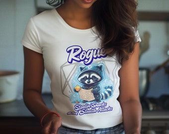 DnD Trash Panda Raccoon Rogue Koszulka damska Night Adventure | Fantasy Roleplay Sneaky Creature Animal Tee | Uroczy top RPG dla kobiet i graczy