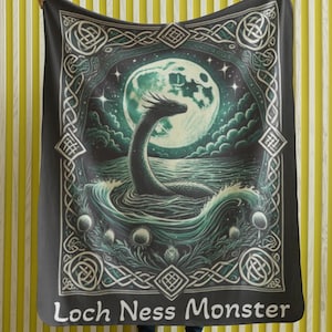 Loch Ness Monster Sherpa Fleece, Cryptid Creature Legendary Mythical Blanket, Sea Monster Art, Cryptozoologist Blanket, Magical Creatures
