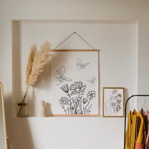 Butterfly Floral- ART PRINT- DIGITAL- line art