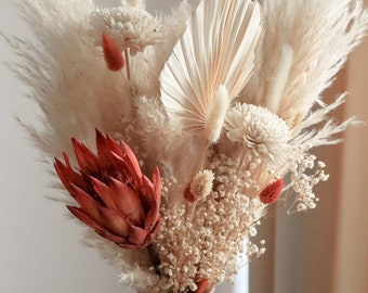 Bridal Bouquet, Dried Flower Bouquet, Baby’s Breath Bouquet, Rust Bouquet, Protea Palm Pampas Bouquet, Rustic Bouquet, Boho Bouquet