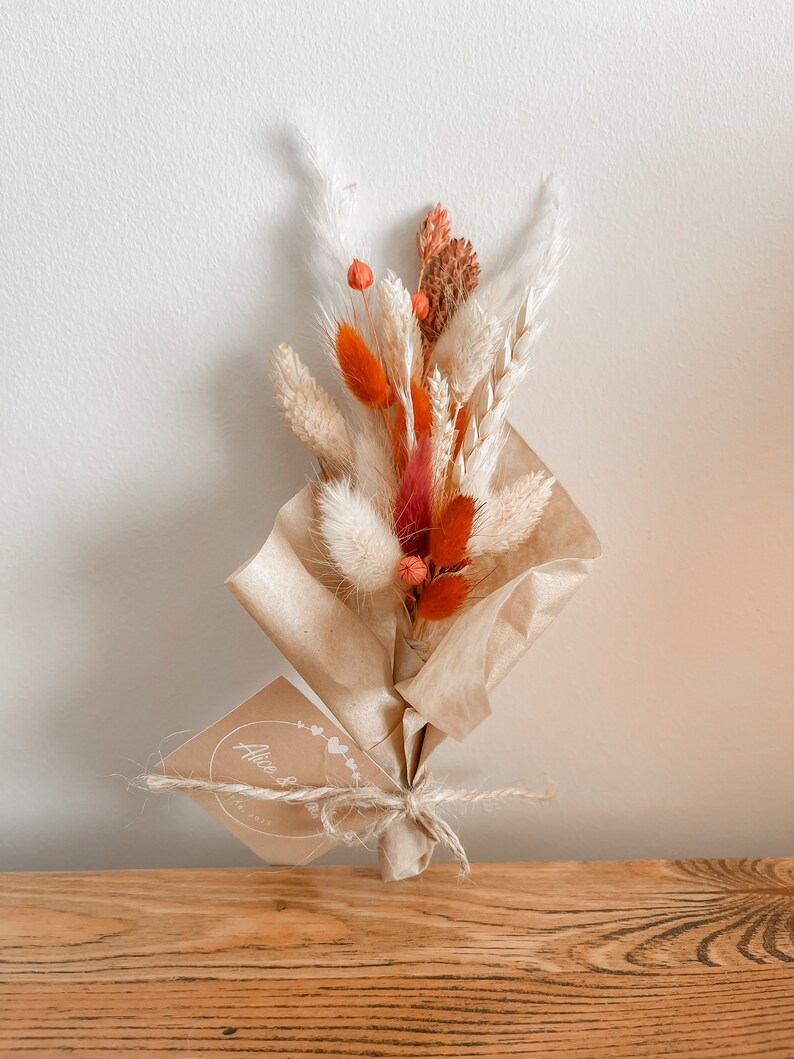 Mini Dried Flower Bouquet Wedding Favor Personalized Wedding Etsy