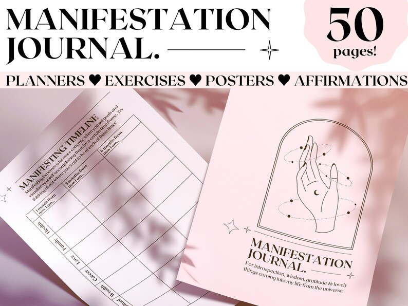 Manifestation Journal Law of Attraction Planner Workbook Printable Digital Download PDF 