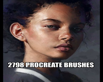 2798 pinceles para Procreate - Paquete de pinceles de dibujo y lettering, pinceles de glitch, pinceles de tinta, pinceles de medios tonos, óleo, lápiz, delineadores
