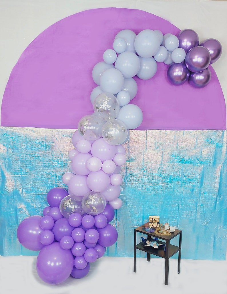 Frozen Mermaid Purple Balloon Arch Kit with Pump Garland Kit Pastel Grey Silver Star Confetti for Party Decorations Birthday Baby Shower