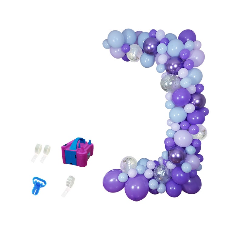 Frozen Mermaid Purple Balloon Arch Kit with Pump Garland Kit Pastel Grey Silver Star Confetti for Party Decorations Birthday Baby Shower