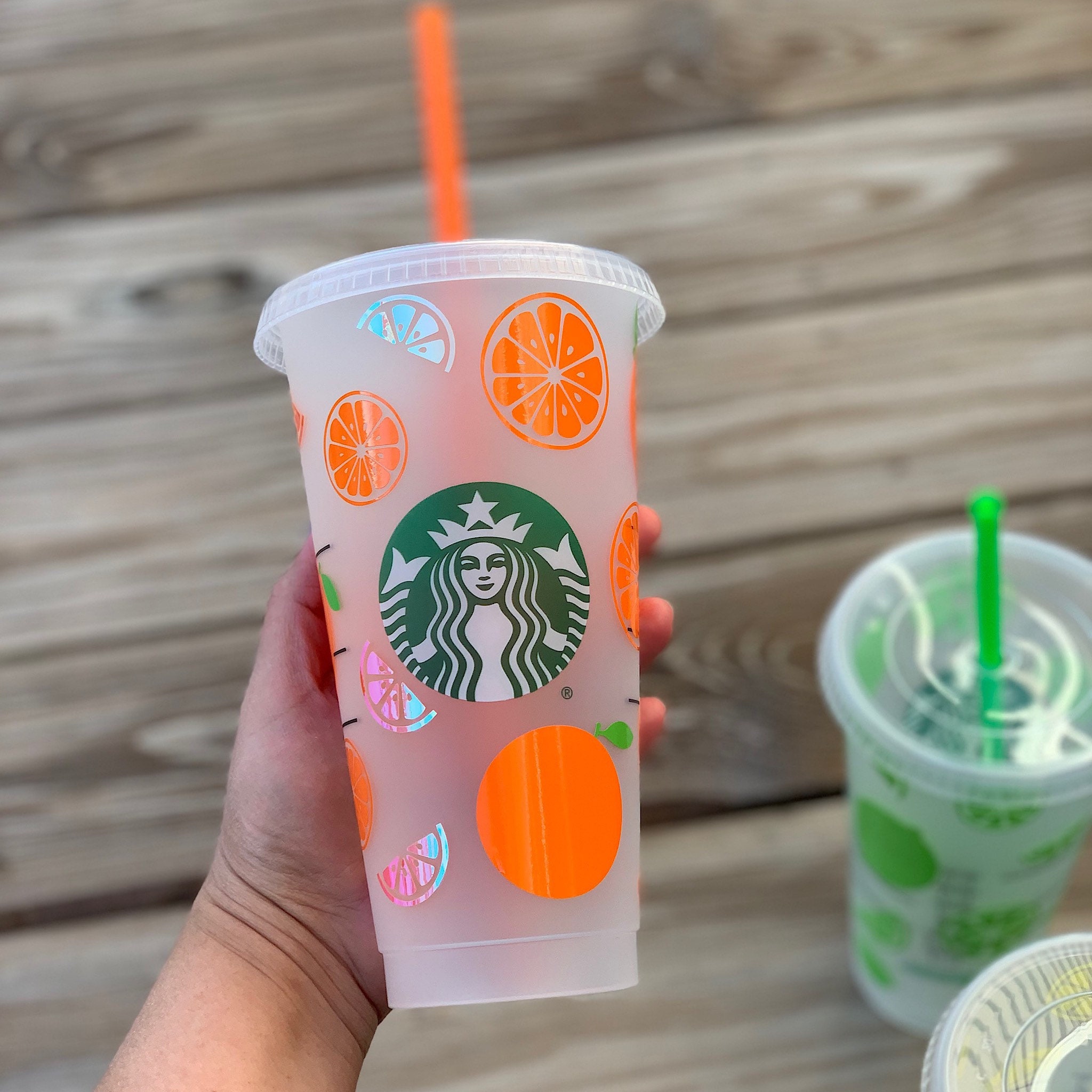 Oranges Starbucks cup Orange juice Cup Gift Summer Vibes Etsy