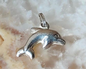 Pendentif Dauphin En Argent Massif 925 Vintage 1928 - Finement Gravé - Occasion Superbe