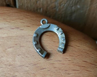 Pendentif Ancien En Argent Massif 925 - Fer à Cheval, Équitation, Occasion