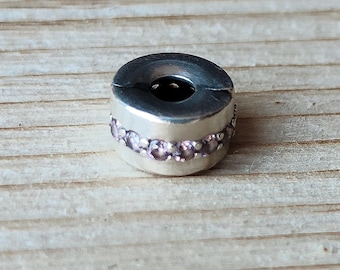 Charm Pandora in argento sterling con zirconi rosa - Distanziatore con clip a fila scintillante