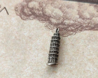 Leaning tower of Pisa silver charm bracelet charm , made of silver 800 in Italy, Iconic place, travel souvenir, travelers charm