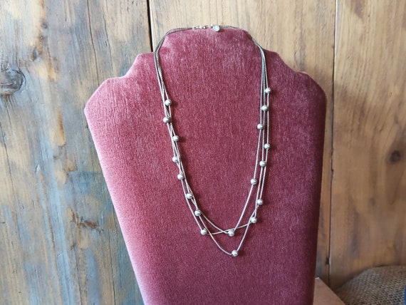 Sterling Silver Multi-strand chain necklace with … - image 2