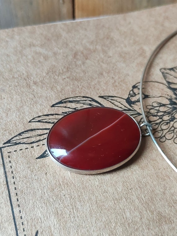 Vintage oval Carnelian and Silver Necklace from t… - image 7