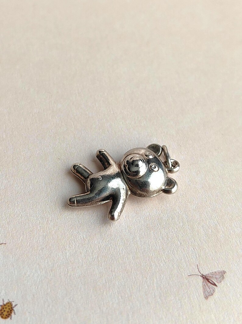Vintage Cute Teddy Bear Silver Charm for Charm Bracelet 835 Silver From
