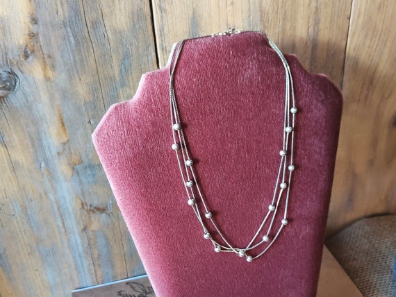 Sterling Silver Multi-strand chain necklace with … - image 1