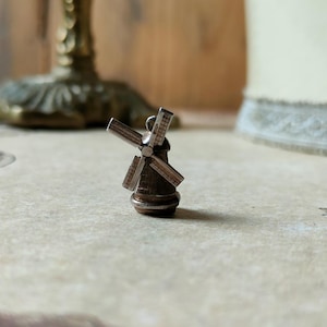 Vintage 835 Silber Windmühlen Charm aus Holland - beweglicher Propeller, Retro Schmuck, Souvenir Charm