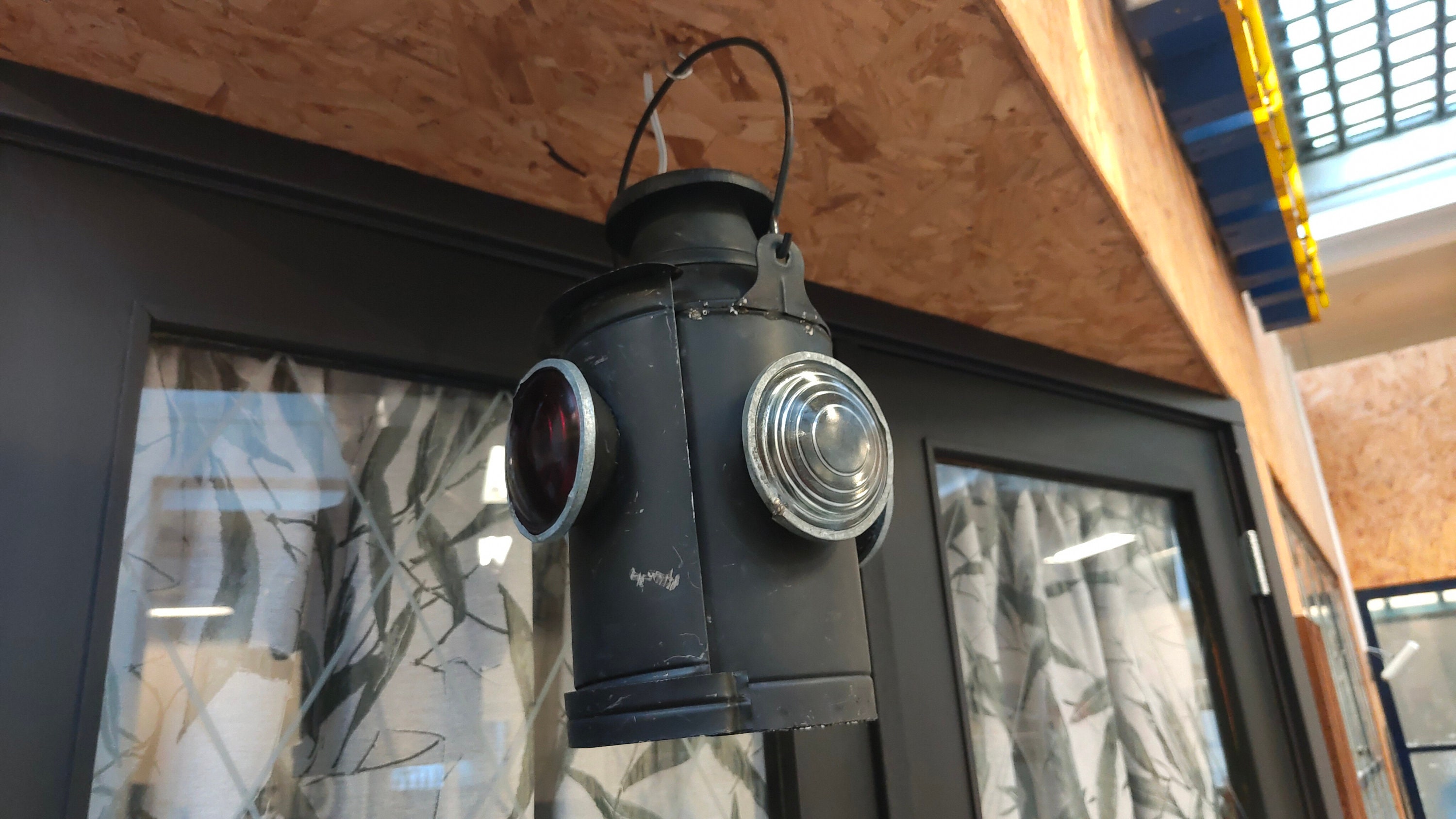 Old Railroad Lantern From India , Adlake Style, Vintage Black Four