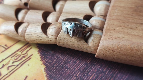 Silver statement ring with Pharaoh, made of 925 s… - image 10